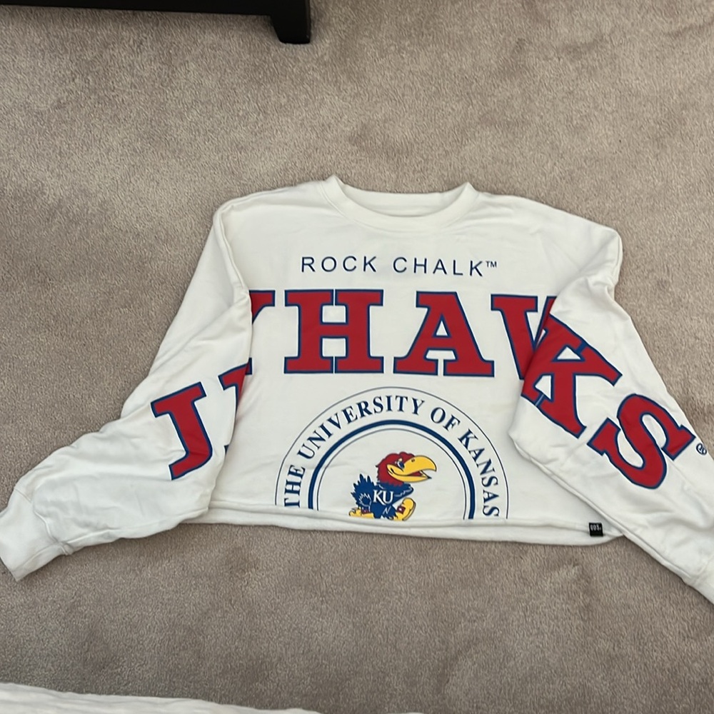 Kansas Jayhawks cropped crew neck sweatshirt